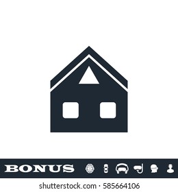 Home icon flat. Black pictogram on white background. Vector illustration symbol and bonus button