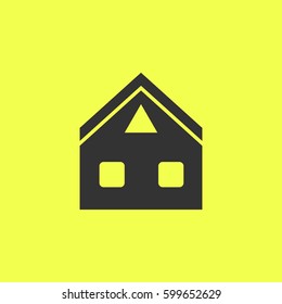 Home icon flat. Black pictogram on white background. Vector illustration symbol and bonus button