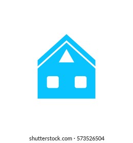 Home icon flat. Blue pictogram on white background. Vector illustration symbol