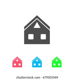 Home icon flat. Color pictogram on white background. Vector illustration symbol and bonus icons