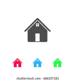 Home icon flat. Color pictogram on white background. Vector illustration symbol and bonus icons