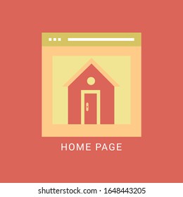 Home Icon flat design on brown background