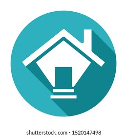 home icon, flat design style. with long shadow. for web and mobile vector illustration. 
