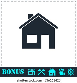Home icon flat. Simple vector symbol and bonus icon