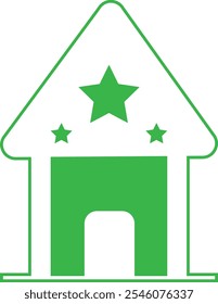 ícone da casa ícone plano ícone da estrela ícone do logotipo casa vetor arte cor ilustração da casa