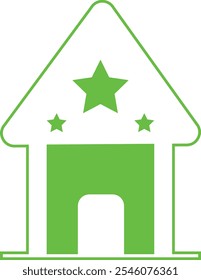 ícone da casa ícone plano ícone da estrela ícone do logotipo casa vetor arte cor ilustração da casa