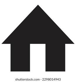 Home icon, flat style black color filled trendy house sign, symbol, vector illustration for web, app, mobile, real estate, game, logo, UI, label, button, main page design isolated on white background.