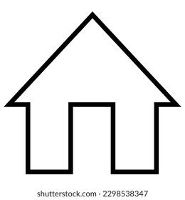 Home icon, flat style black color outline trendy house sign, symbol, vector illustration for web, app, mobile, real estate, game, logo, UI, label, button, main page design isolated on white background