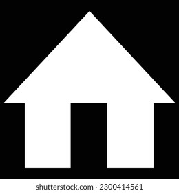 Home icon, flat style white color filled trendy house sign, symbol, vector illustration for web, app, mobile, real estate, game, logo, UI, label, button, main page design isolated on dark background.