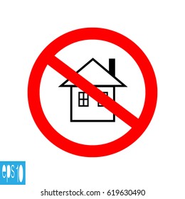 Home icon, forbidden sign, icon - vector illustration