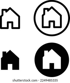 Icono de inicio en cuatro estilos para aplicaciones de teléfono web o de impresión.