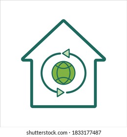 home icon. home icon with globe . home icon concept for mobile and web design, design element. home icon logo illustration. 
