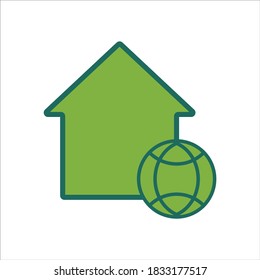 home icon. home icon with globe. home icon concept for mobile and web design, design element. home icon logo illustration. 