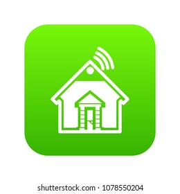 Home icon green vector isolated on white background