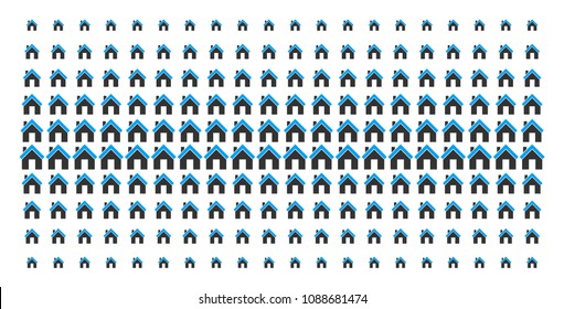 Home icon halftone pattern, constructed for backgrounds, covers, templates and abstraction compositions. Vector home symbols organized into halftone array.