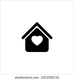 Icono del hogar con forma de corazón