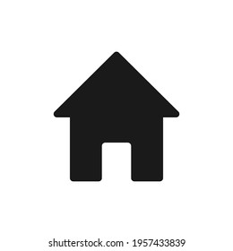 Home icon. House black pictogram. Home page concept. Building silhouette symbol. Vector isolated on white