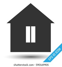 Home icon. House flat logo with pause symbol.
