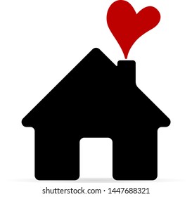 Home icon. House with heart. Real estate. Image for web applications, mobile applications, print.