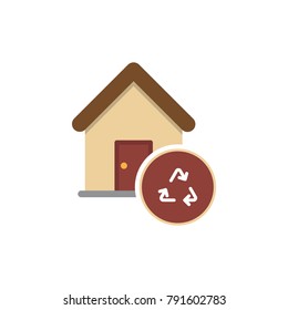 Home icon. House with recycling symbol vector sketch icon isolated on background. House with recycling symbol icon. 