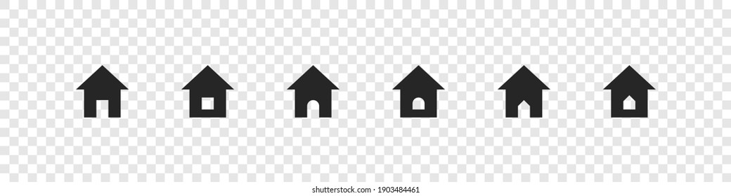 Home icon. House icon set. House icon with doors and windows. Vector illustration