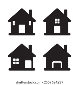home icon, house icon set vector illustration silhouette