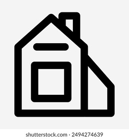 Home icon, house sign in line style suitable for housing applications, property, house construction presentations, and urban planning websites.