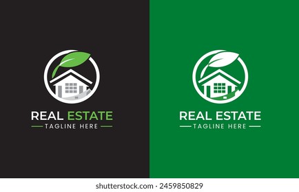 Home icon. House symbol, building logo, real-estate with bird, leaf building Vector illustration design