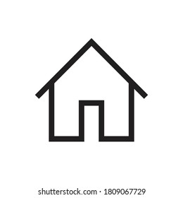 Home icon. House symbol button. Flat shape building logo sign. Black silhouette isolated on white background. Vector illustration image.