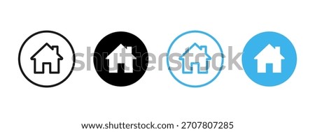 Home icon. House symbol in circle for apps, websites and real estate platforms vector. Clean minimal home button for UI, navigation menus and mobile interfaces sign pictogram concept.