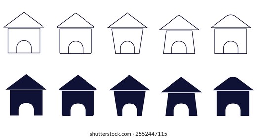 Home Icon. House icon Vector illustration. Web home icon set for websites and apps. Simple house symbol. Flat real estate sign. Main page pictogram in filled, thin line, outline and stroke style.