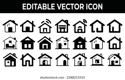 home icon, house icon vector, home symbol, flat home icon set