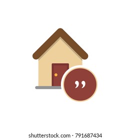 Home icon. Illustration of an isolated house with quotes