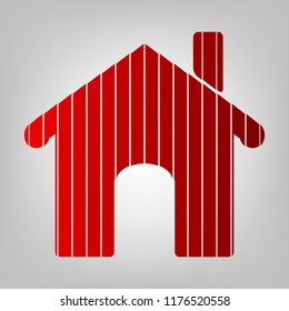 Home icon illustration. Vector. Vertically divided icon with colors from reddish gradient in gray background with light in center.