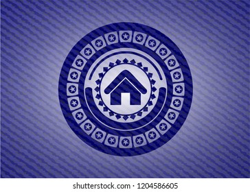 home icon inside badge with jean texture