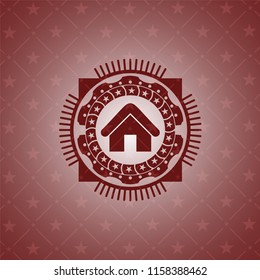 home icon inside badge with red background