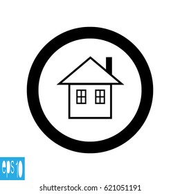 Home icon , inside black thin line round black home sing, icon - vector illustration