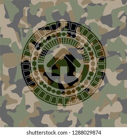 home icon inside camouflage texture