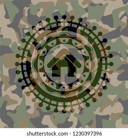 home icon inside camouflaged emblem