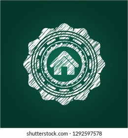 home icon inside chalk emblem