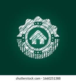 icono del hogar dentro del emblema de tiza