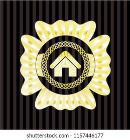 home icon inside gold shiny badge