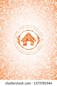 home icon inside orange mosaic emblem