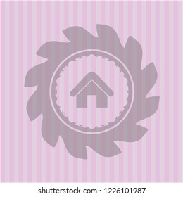 home icon inside pink emblem