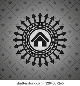 home icon inside realistic dark emblem