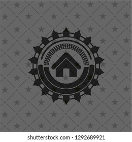 home icon inside realistic dark emblem