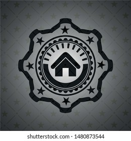 home icon inside realistic dark emblem