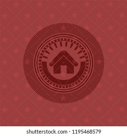 home icon inside red emblem. Retro