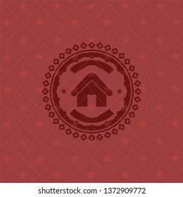 home icon inside red emblem. Retro
