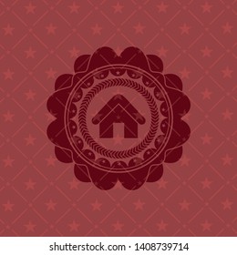 home icon inside red emblem. Retro
